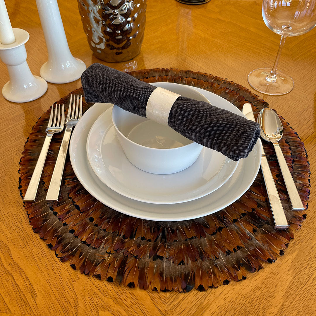 Dark Heart Pheasant Feather Placemat