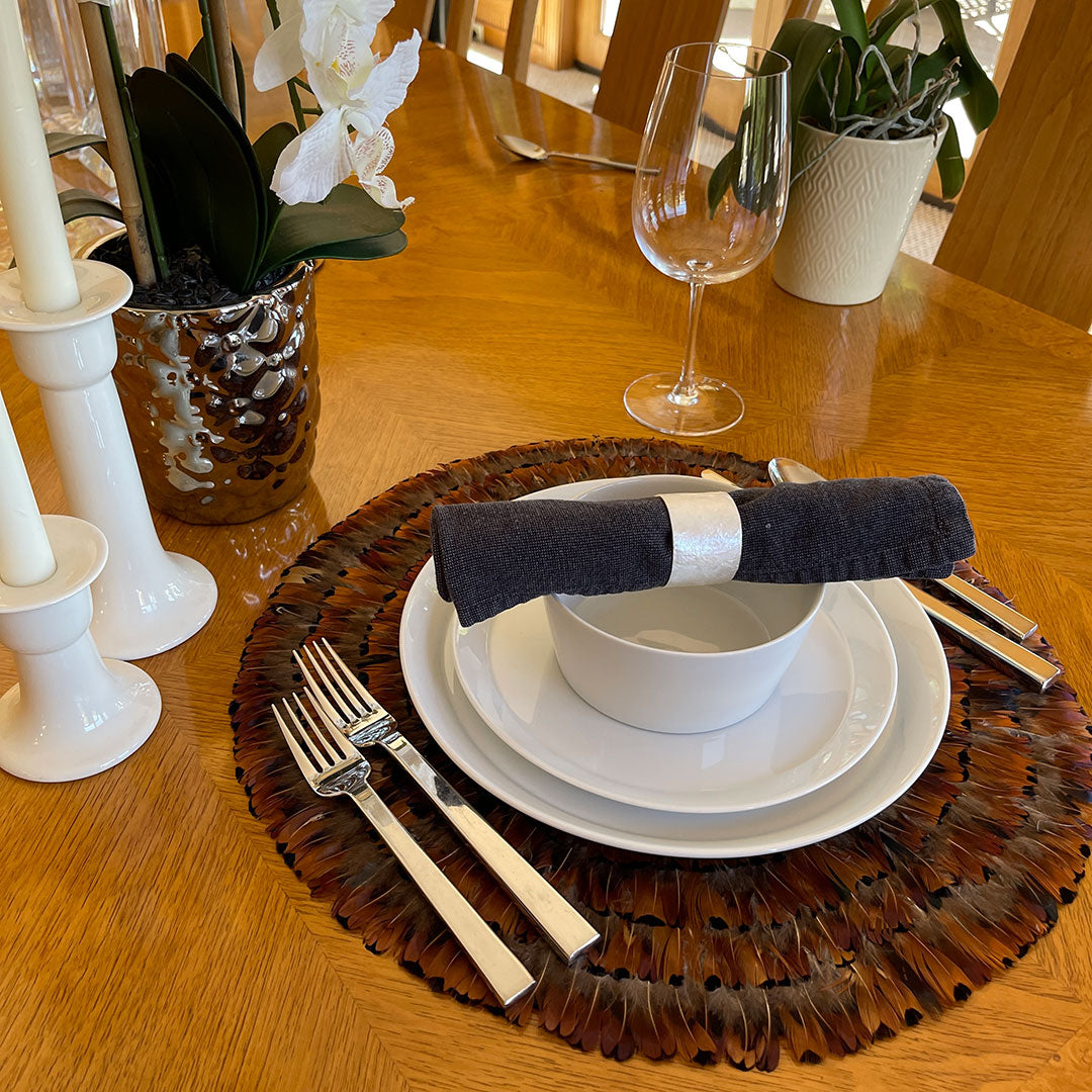 Dark Heart Pheasant Feather Placemat