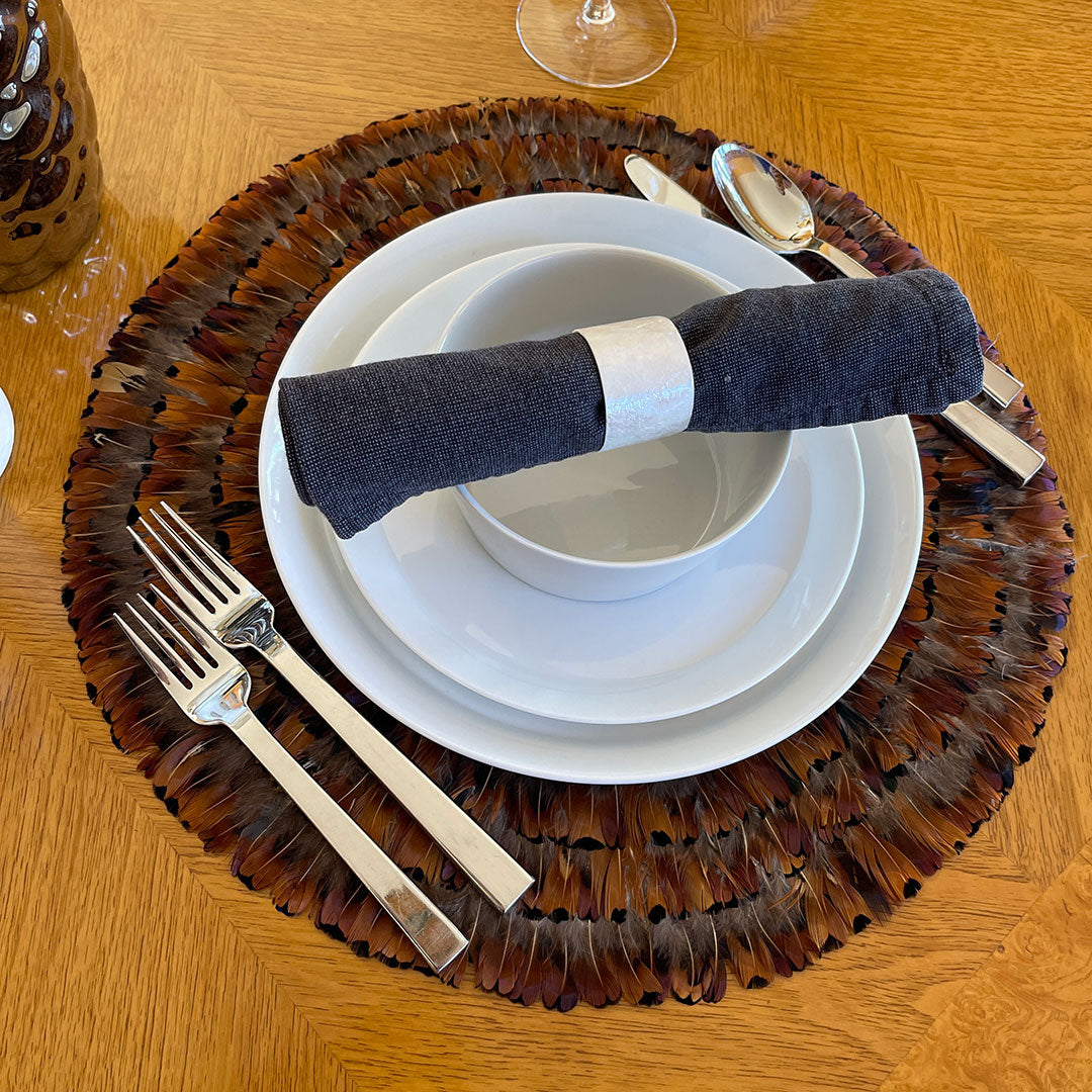 Dark Heart Pheasant Feather Placemat
