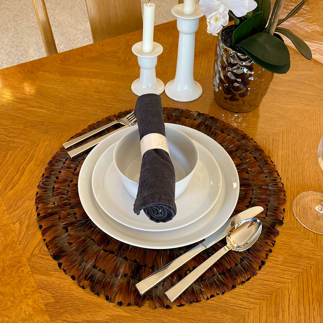 Dark Heart Pheasant Feather Placemat