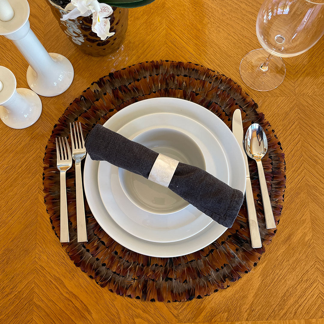 Dark Heart Pheasant Feather Placemat