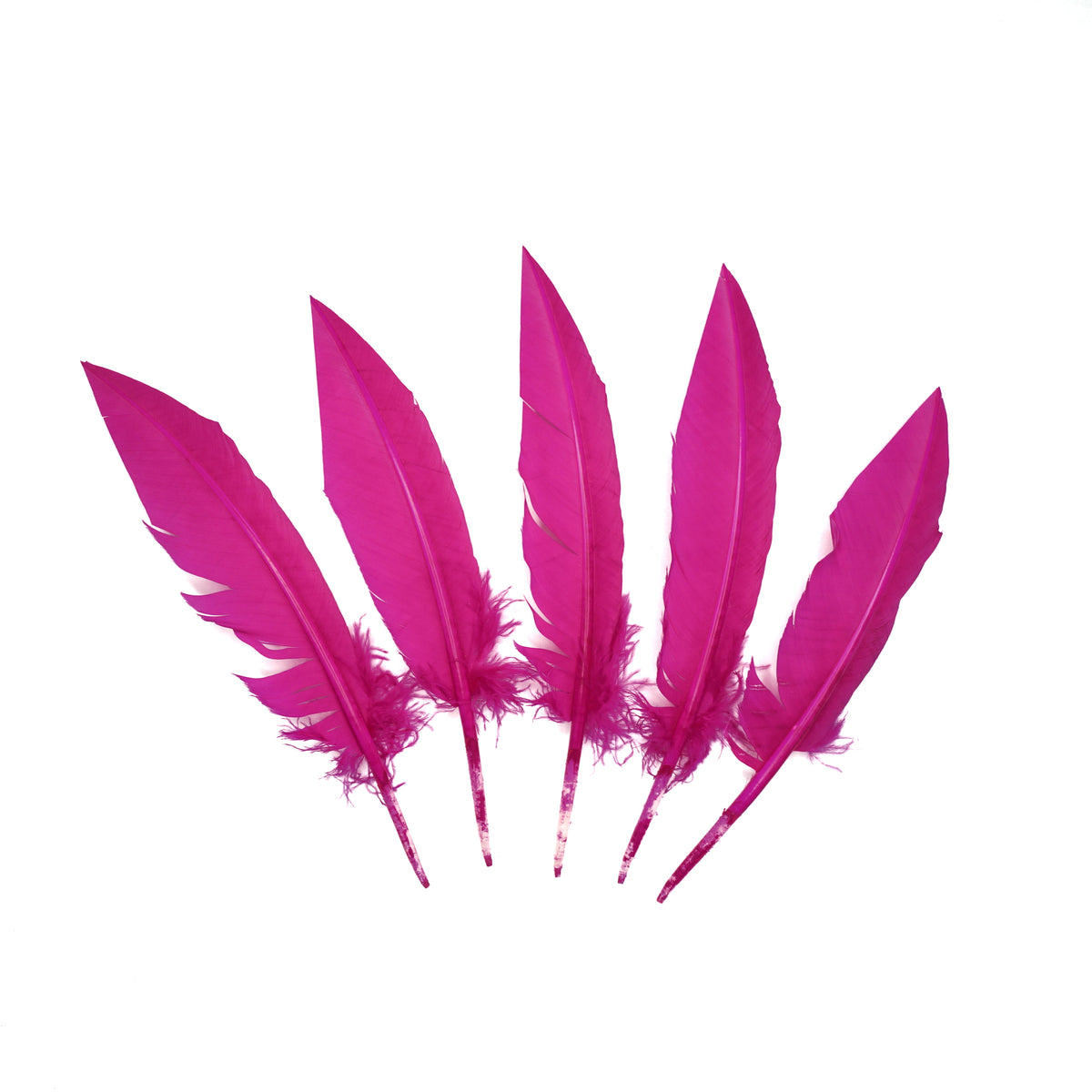 Shocking Pink Dagger Turkey Quill Feathers 9-12"