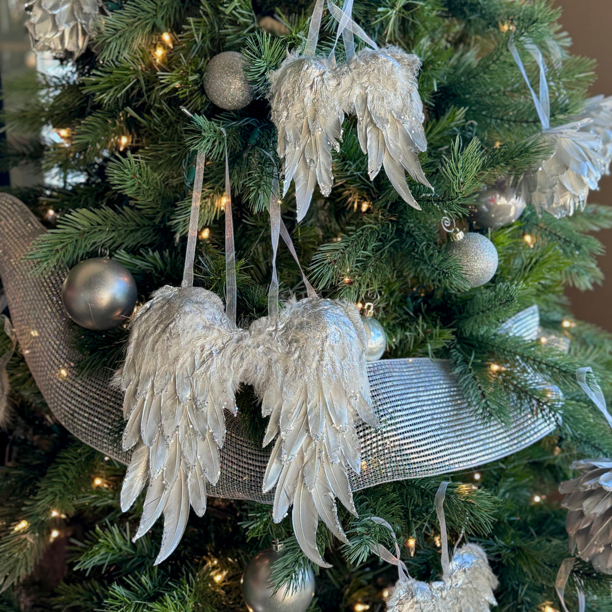 Silver Angel Wing Ornament