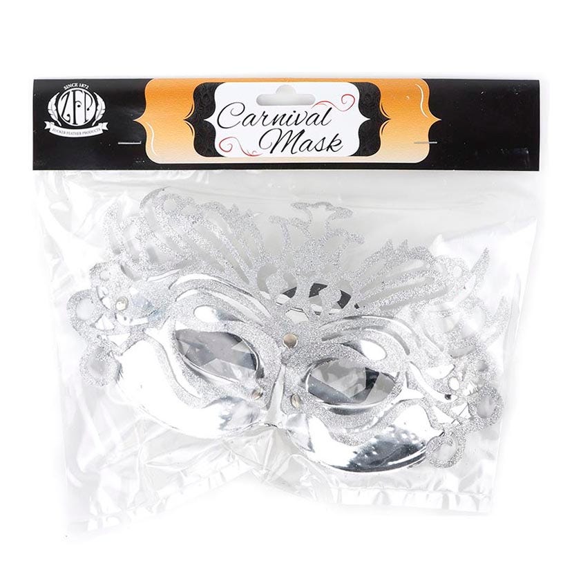 Glittered Carnival Mask Form Silver
