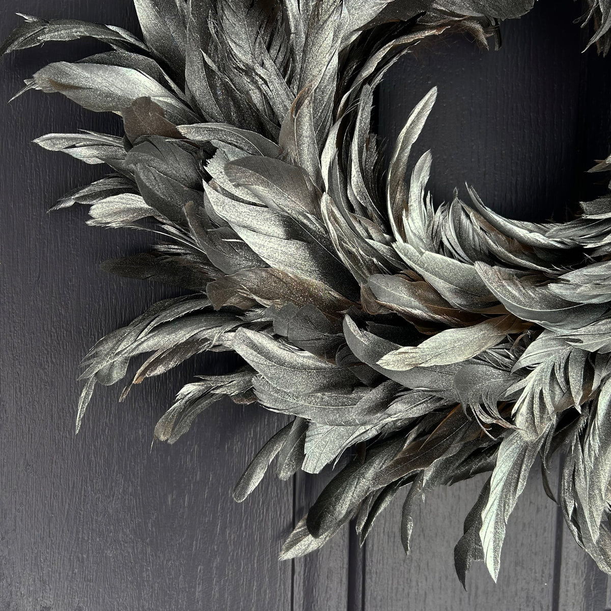 Silver Feather Wreath - 18"