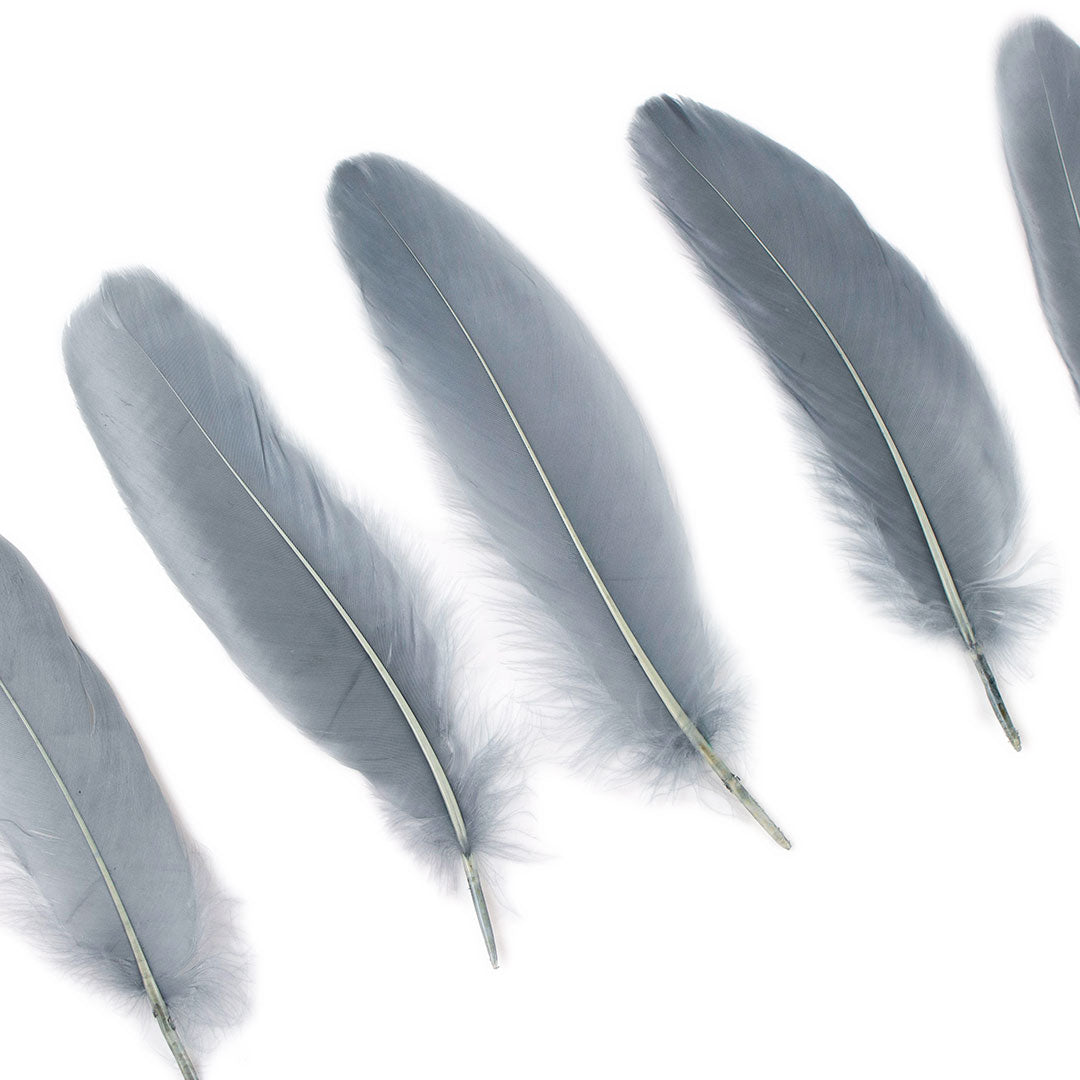 Goose Satinette Feathers Dyed - Silver - 1/4 lb