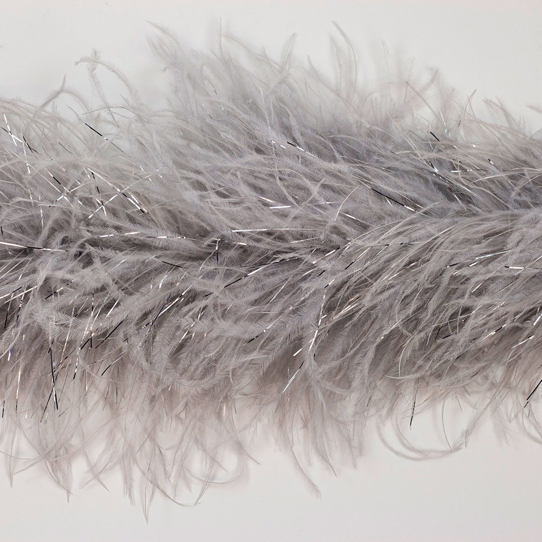 Silver 4 Ply Ostrich Feather Boa with Lurex