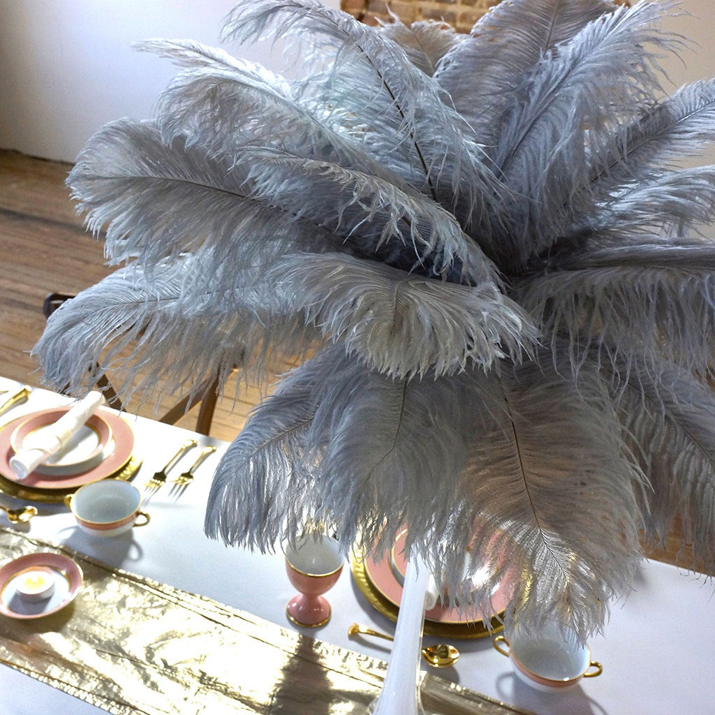 Ostrich Feathers 13-16" Drabs - Silver