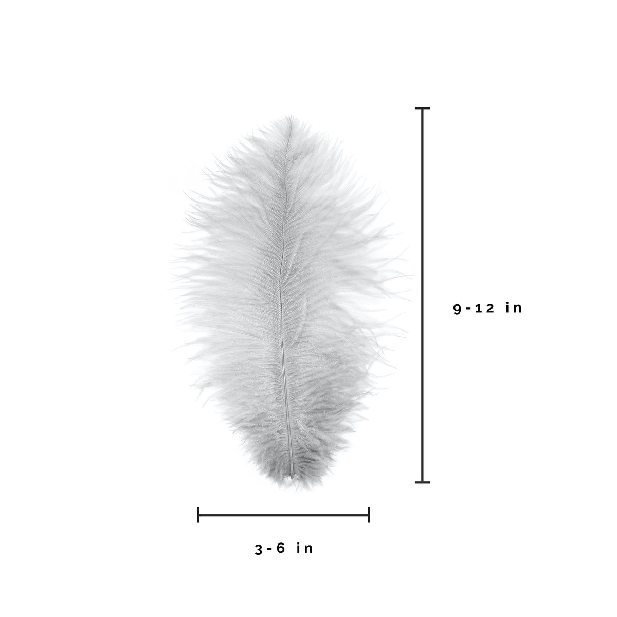 Ostrich Feathers 9-12" Drabs - Silver