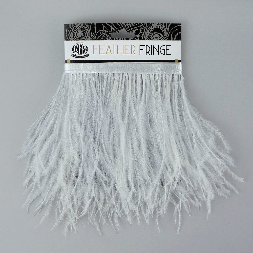 One-Ply Ostrich Feather Fringe - 1 Yard - Silver