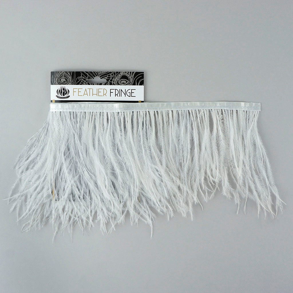One-Ply Ostrich Feather Fringe - 1 Yard - Silver