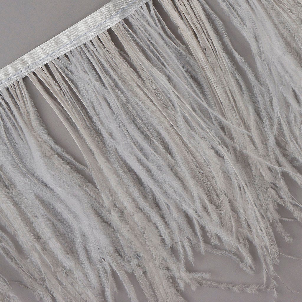 One-Ply Ostrich Feather Fringe - 1 Yard - Silver