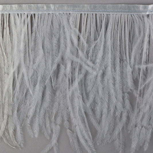 One-Ply Ostrich Feather Fringe - 1 Yard - Silver