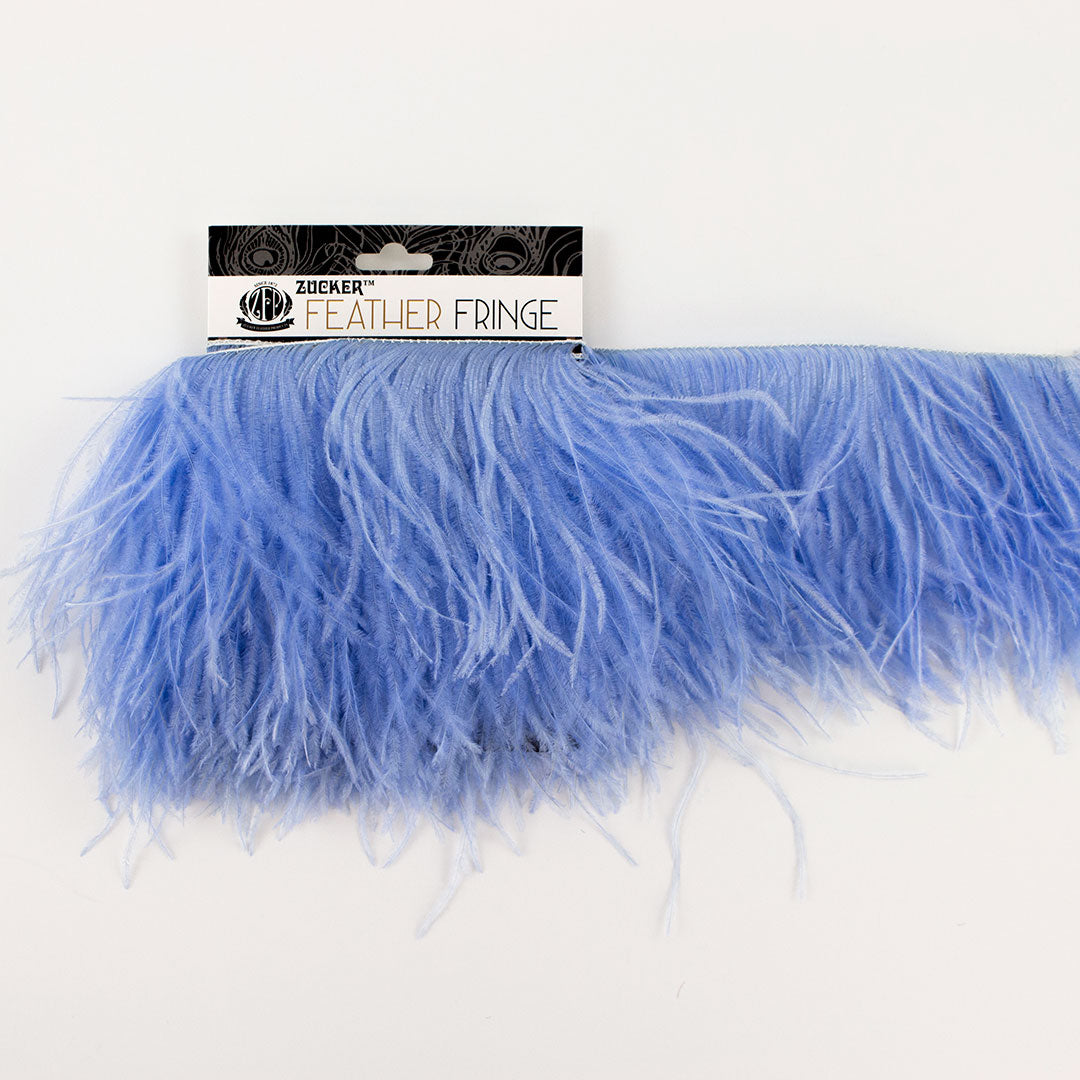 Sky Blue Ostrich Feathers Fringe 2 Ply