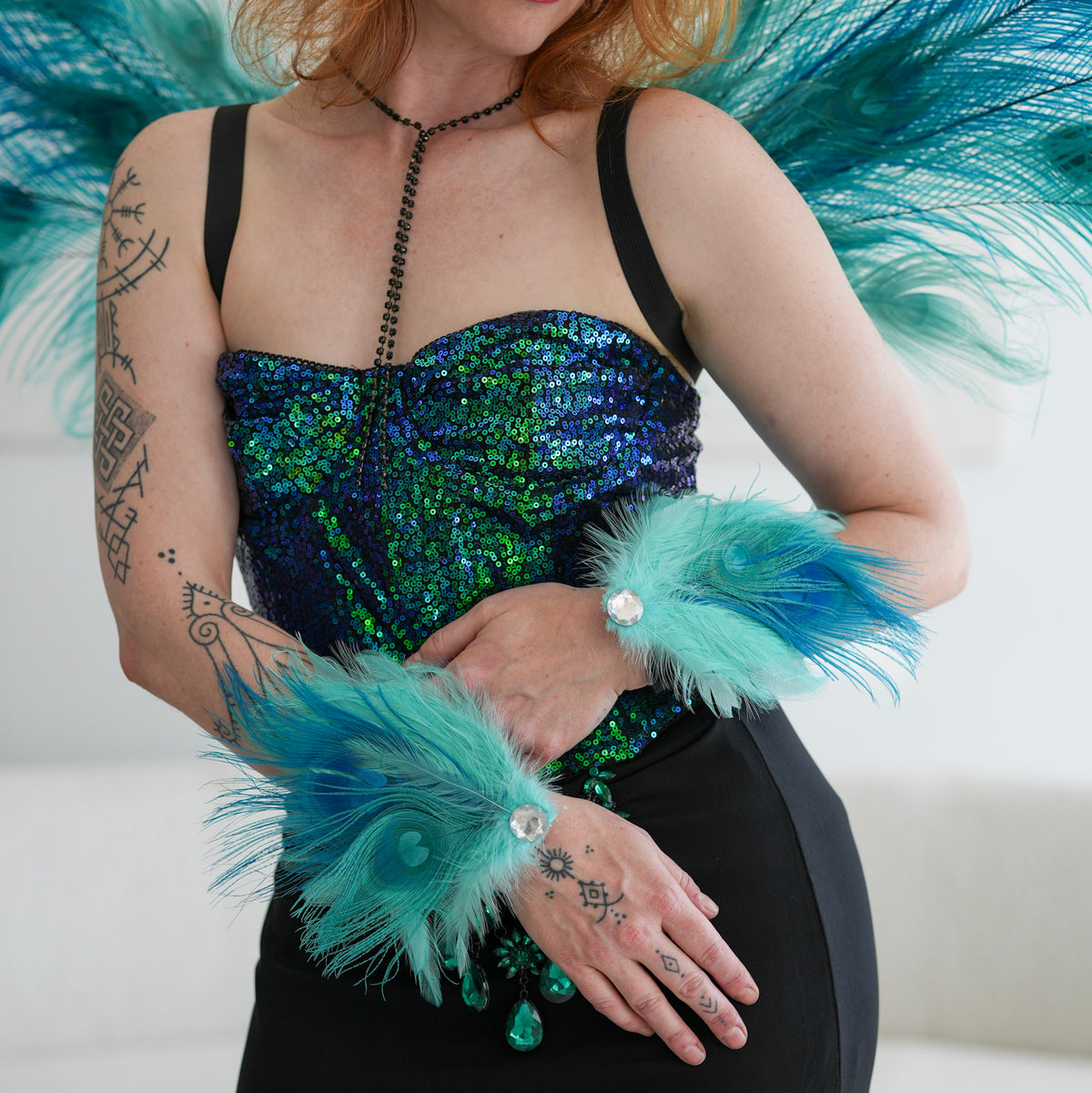Ocean Dream Peacock Fairy Wings & Cuffs