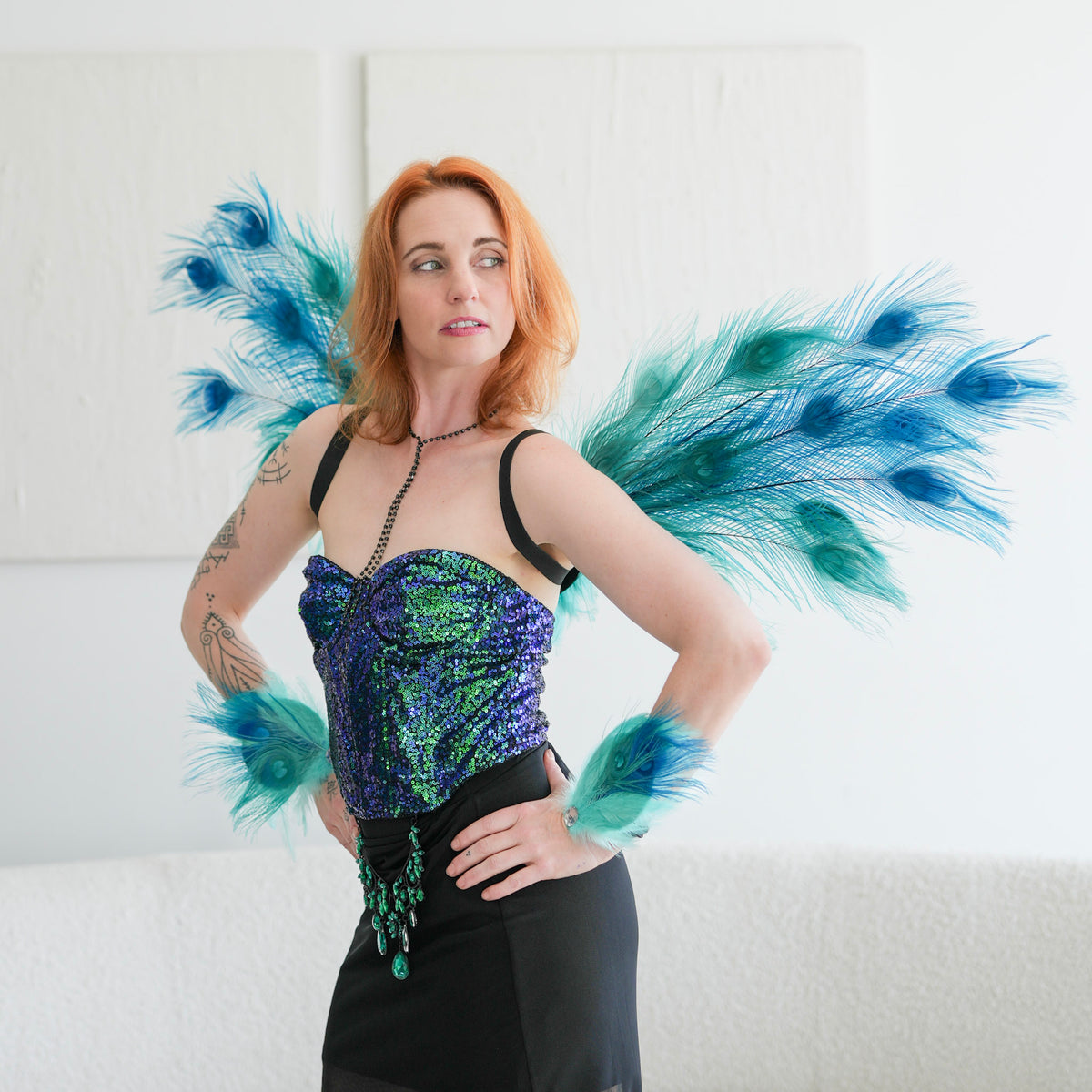 Ocean Dream Peacock Fairy Wings & Cuffs