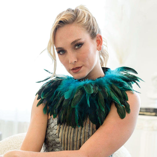 Dark Turquoise Feather Cape