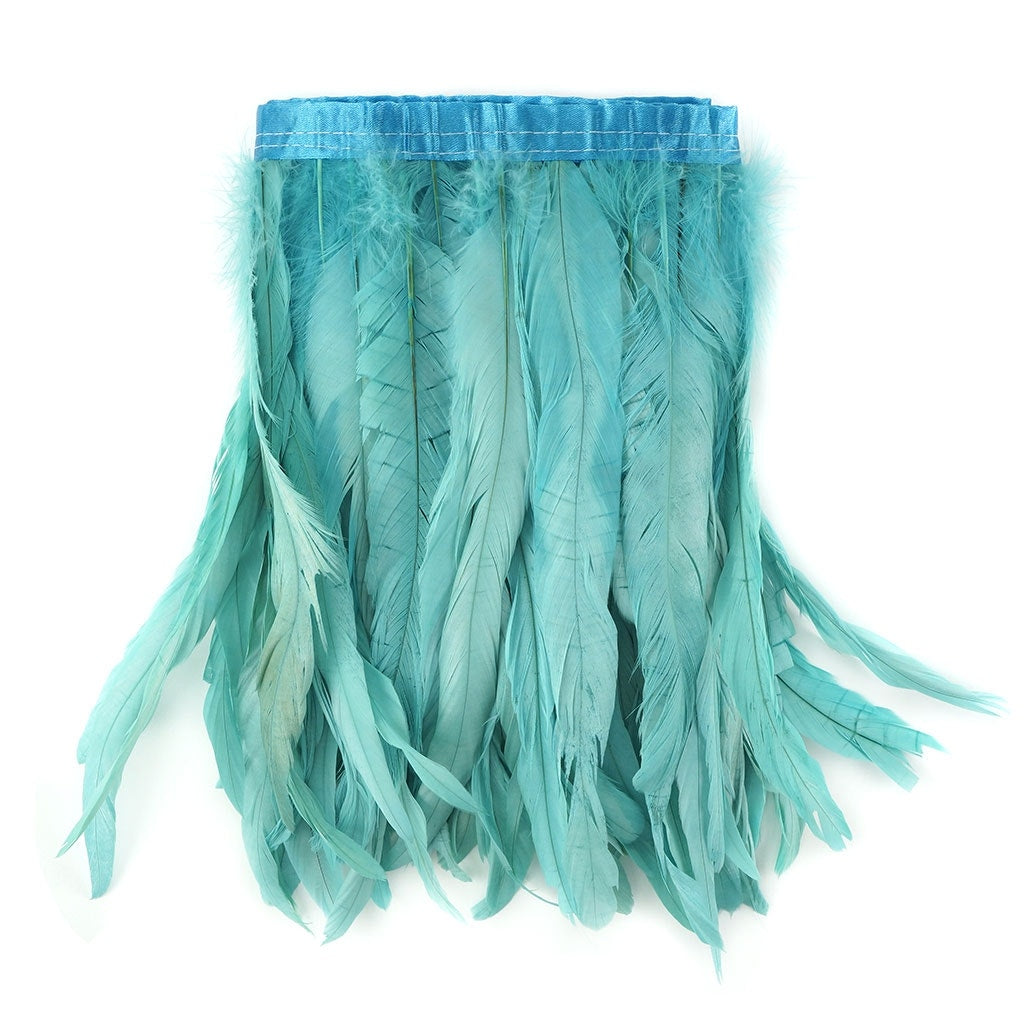 Bleach Dyed Coque Tail Fringe - 10-12" - Lt Turquoise
