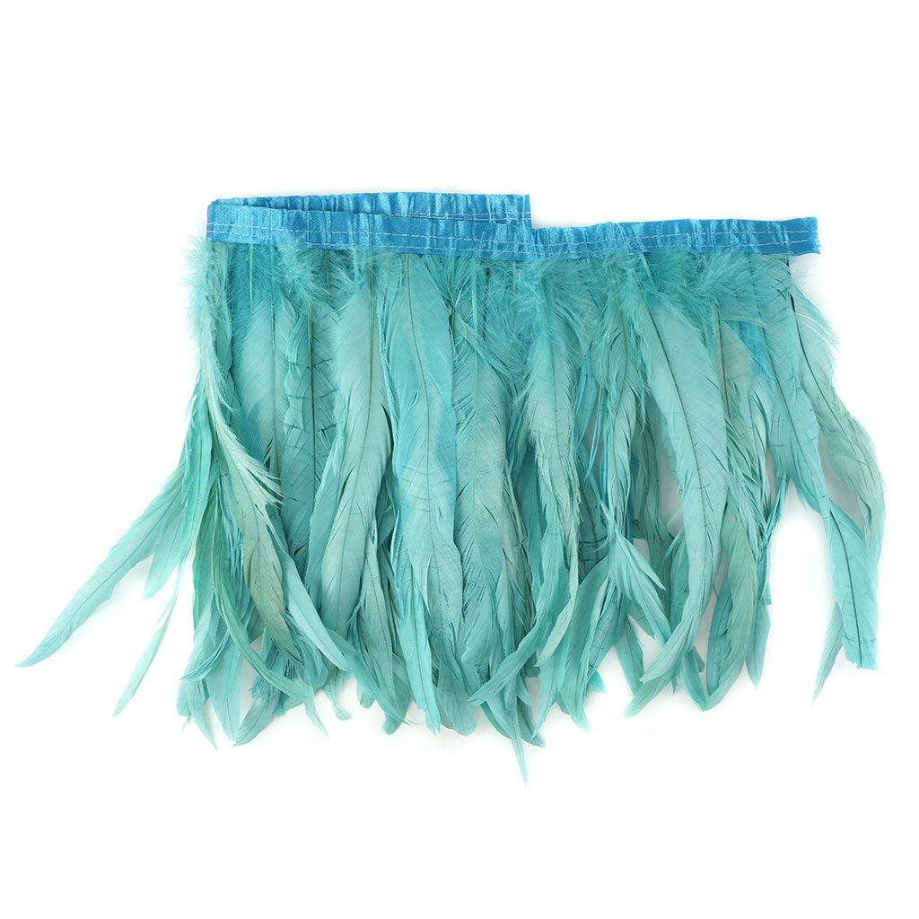 Bleach Dyed Coque Tail Fringe - 10-12" - Lt Turquoise