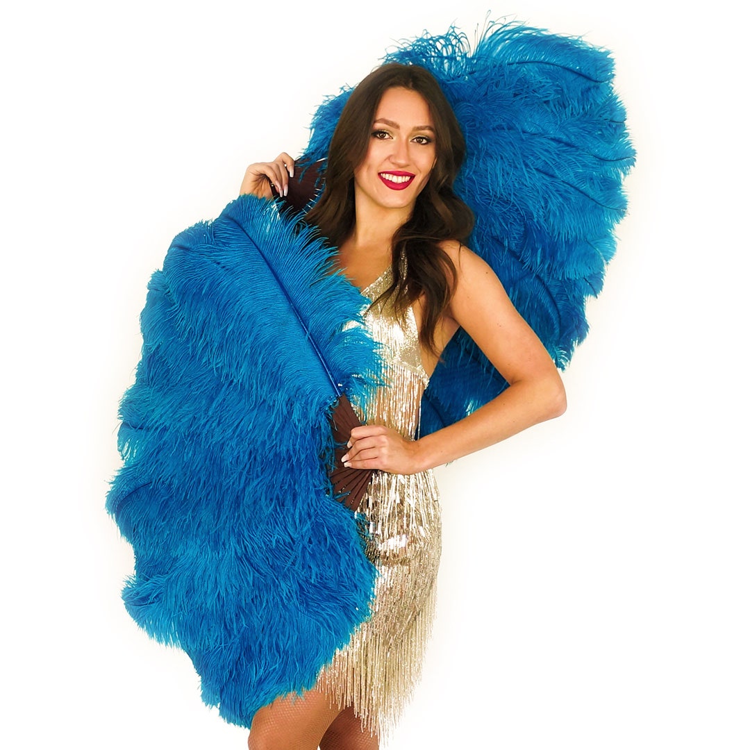 Ostrich Fan with Prime Ostrich Femina Feathers - Dark Turquoise