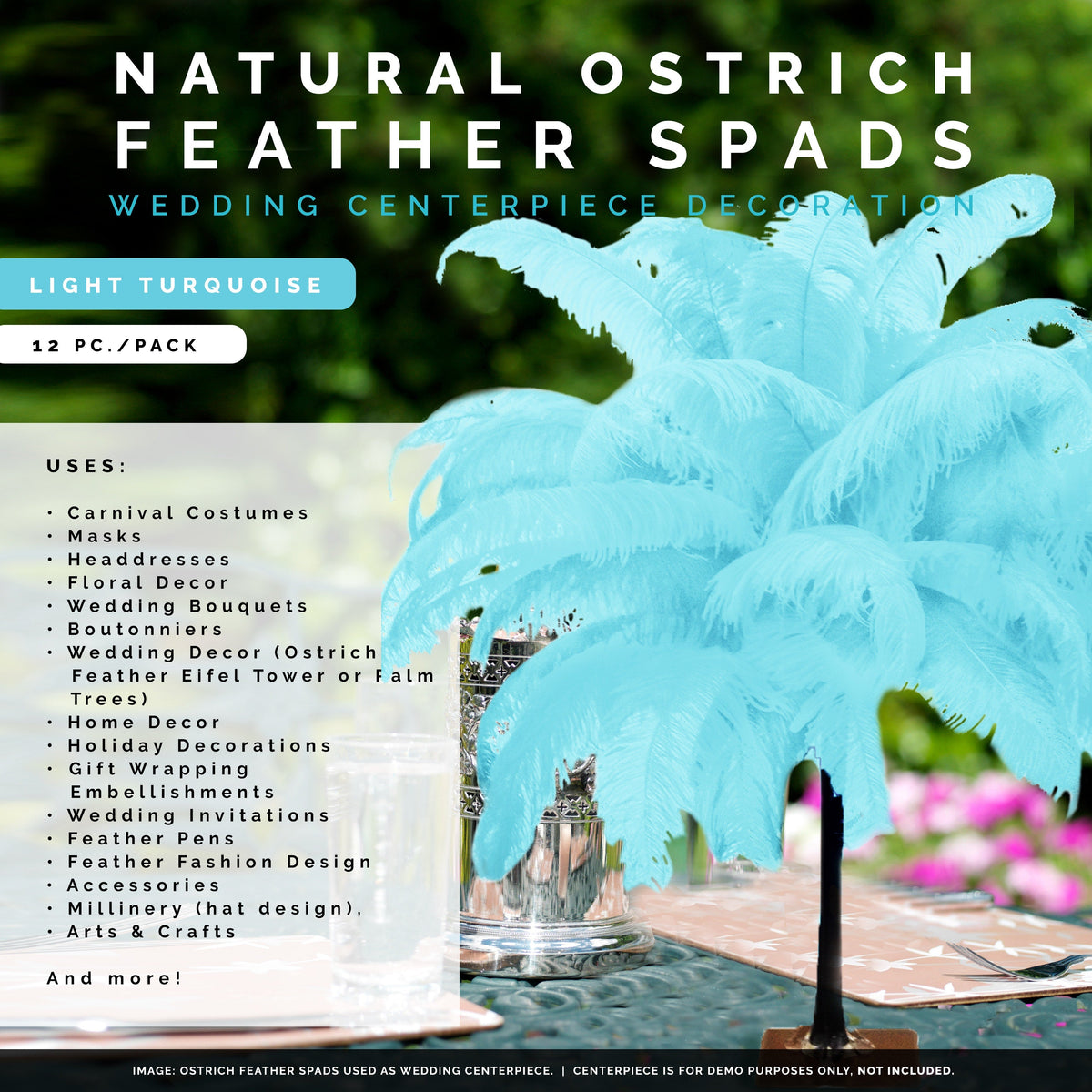 Large Ostrich Feathers - 18-24" Spads - Light Turquoise
