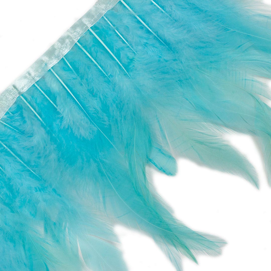 Rooster Saddle Fringe on Bias 6-8" x 1 YD-Light Turquoise