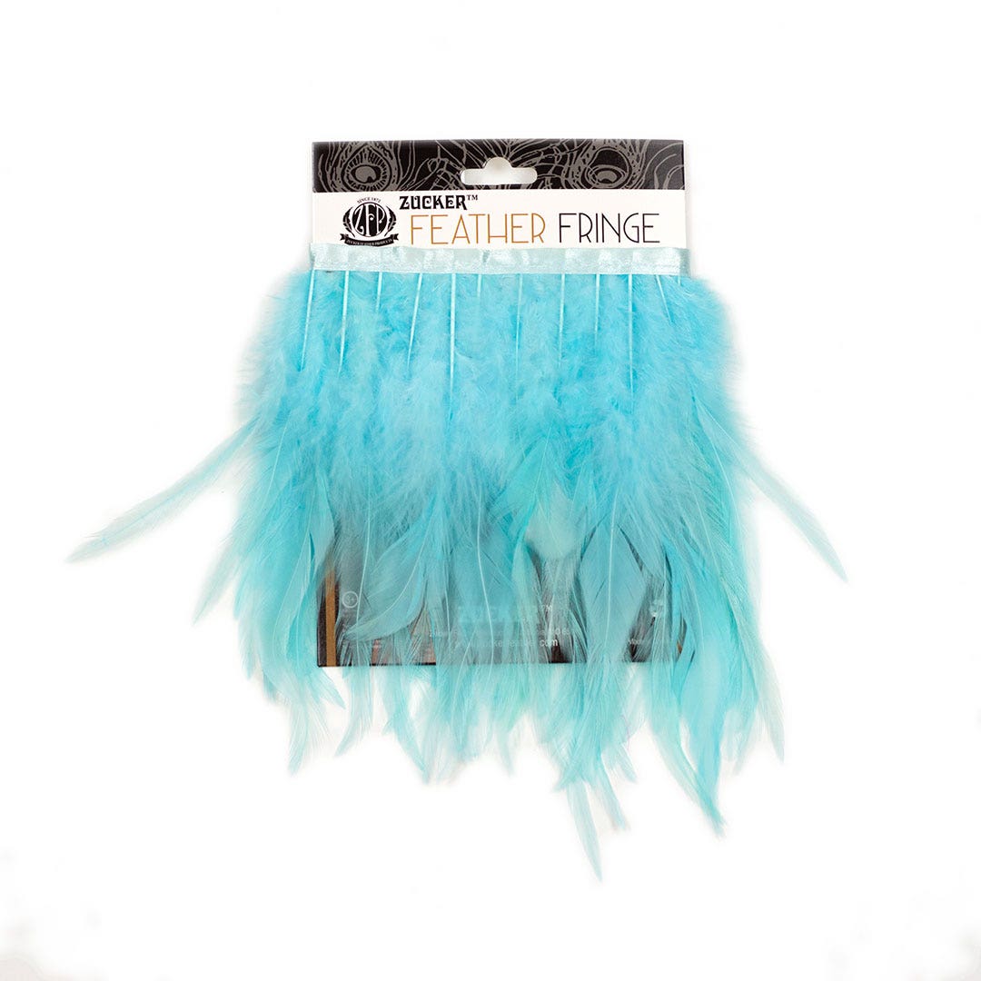 Rooster Saddle Fringe on Bias 6-8" x 1 YD-Light Turquoise