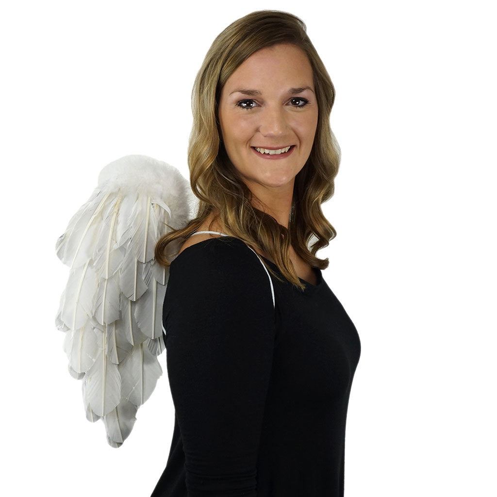 White Feather Angel Costume Wings - Halloween Cosplay Fairy Wing with Glitter