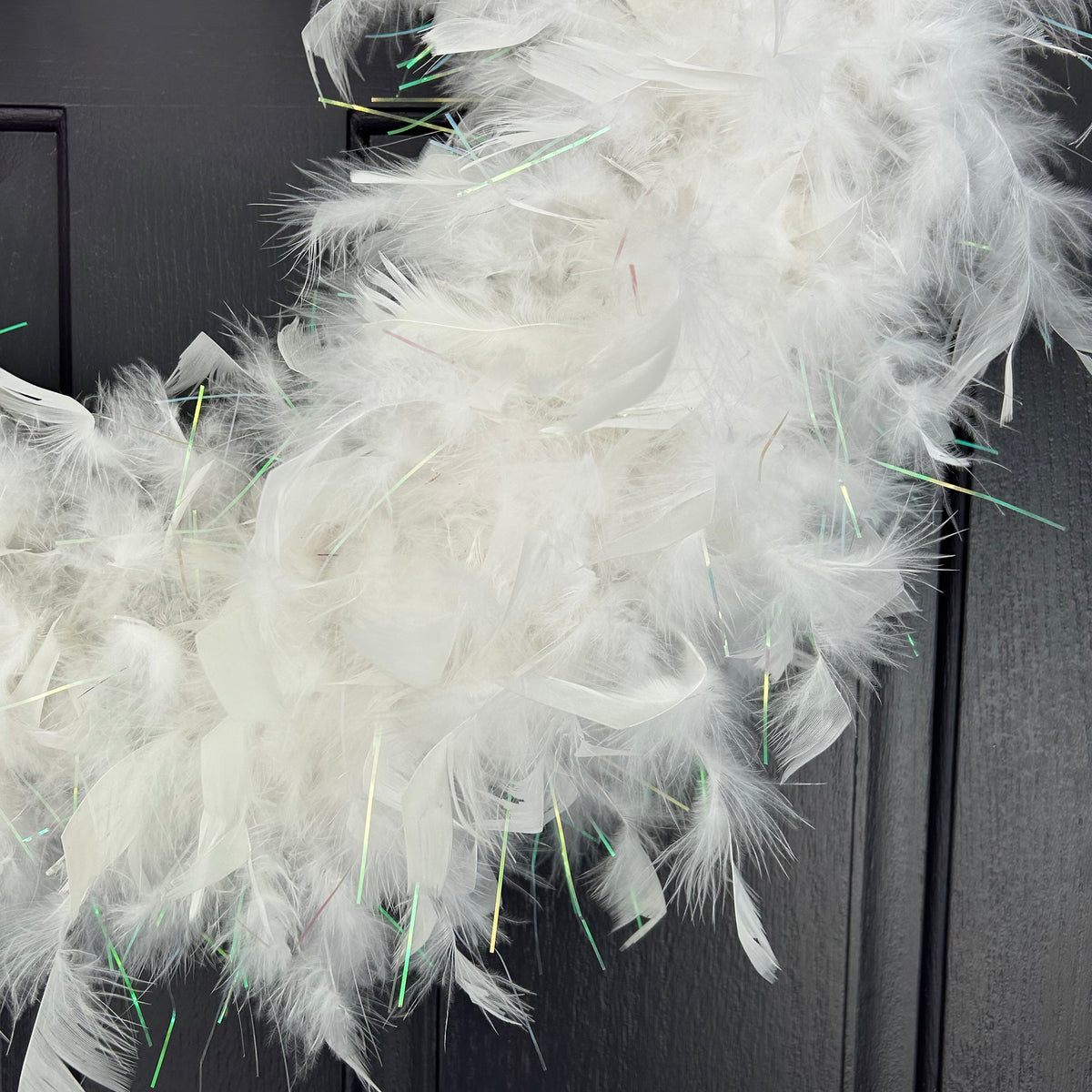 White Feather Wreath with Lurex