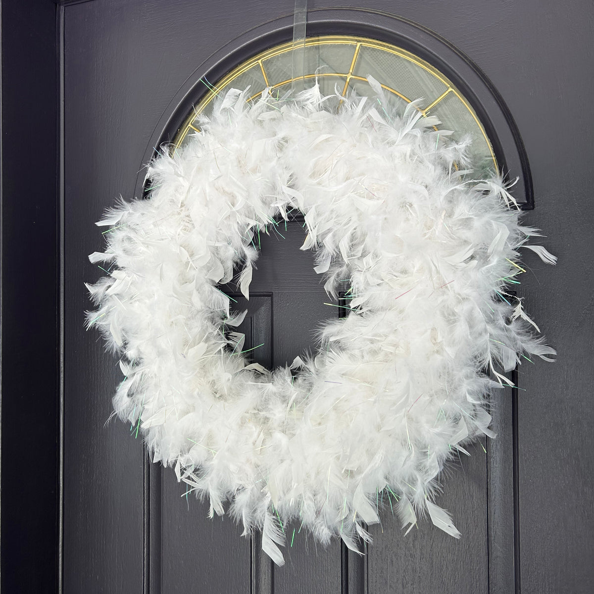 White Feather Wreath with Lurex