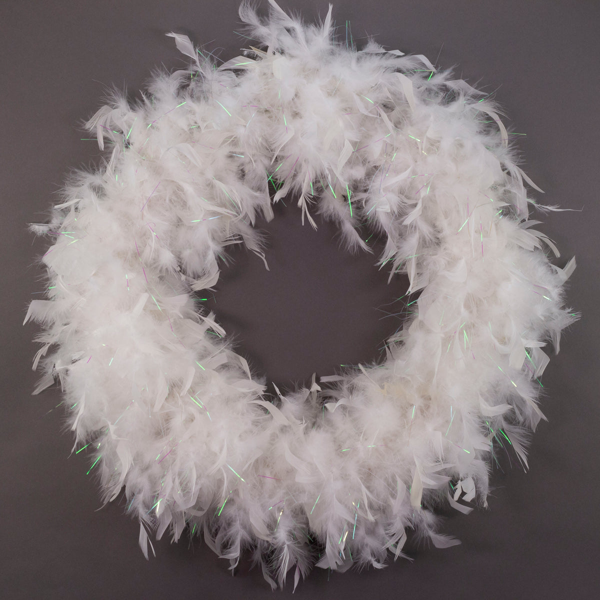 White Feather Wreath with Lurex