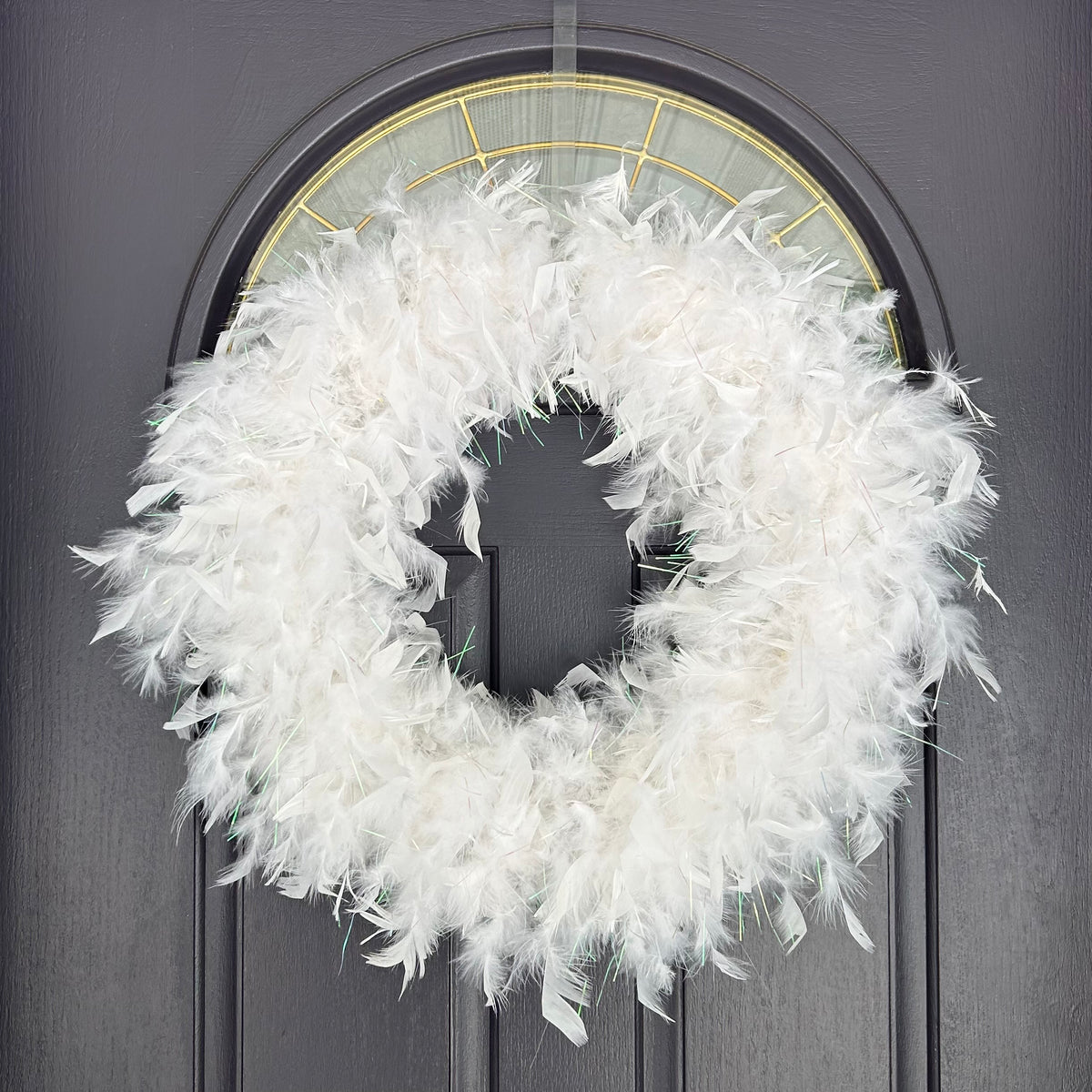 White Feather Wreath with Lurex