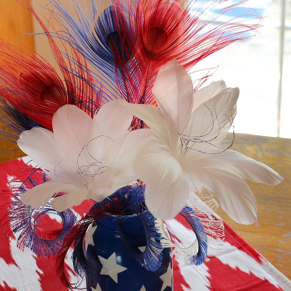 Feather Floral Pick -Goose Nagoire-w/Opal Ting