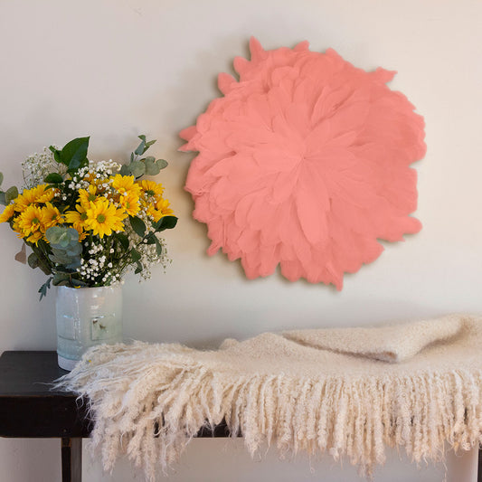 African JuJu Hats Feather Wall Art - Small - Apricot Blush