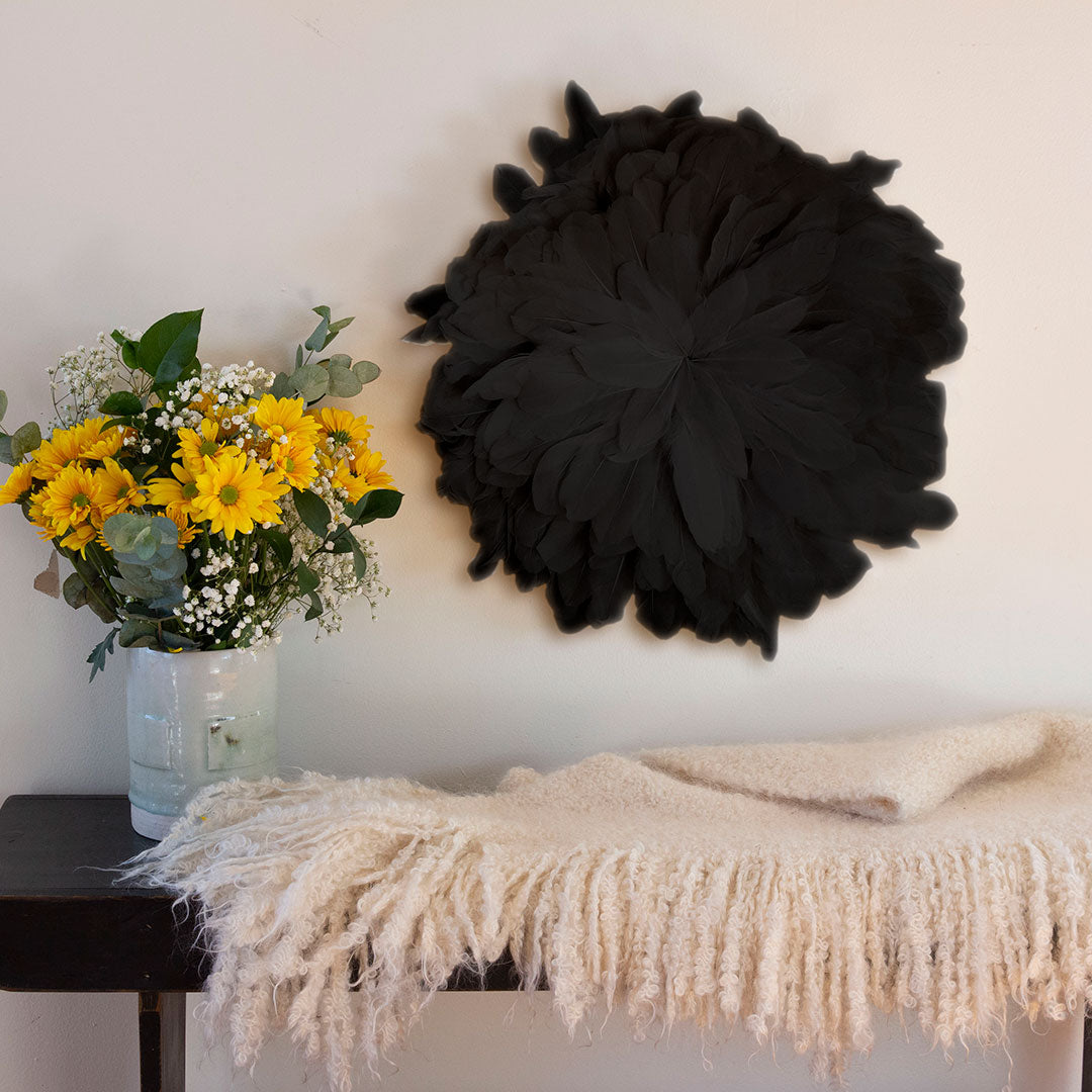 African JuJu Hats Feather Wall Art - Small - Black