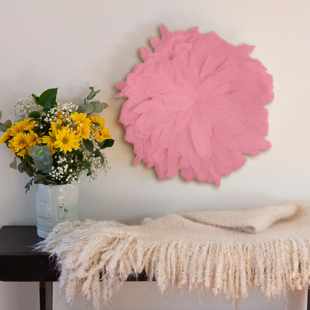 African JuJu Hats Feather Wall Art - Small - Candy Pink