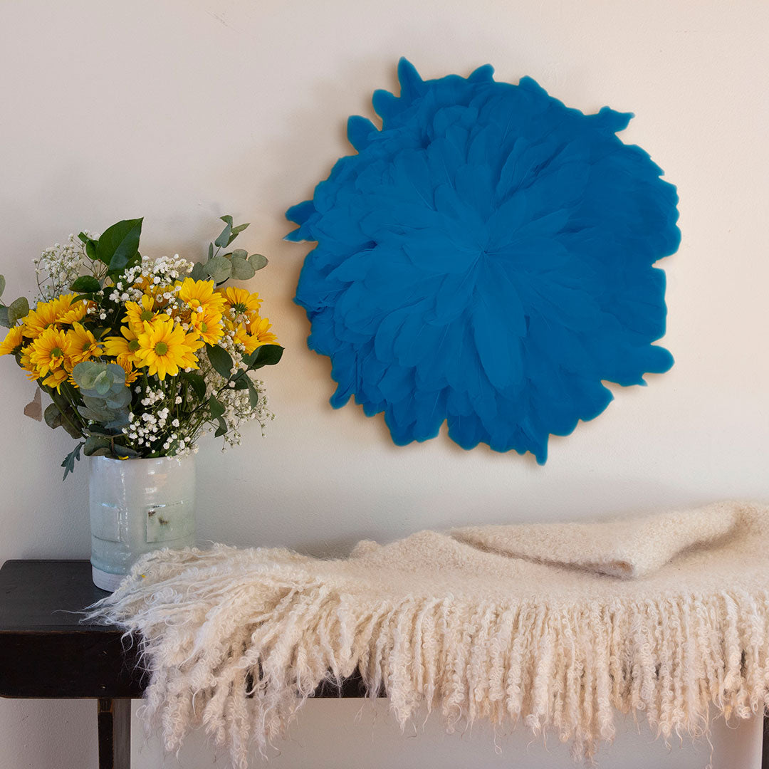 African JuJu Hats Feather Wall Art - Small - Dark Turquoise
