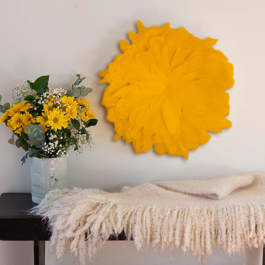 African JuJu Hats Feather Wall Art - Small-Gold