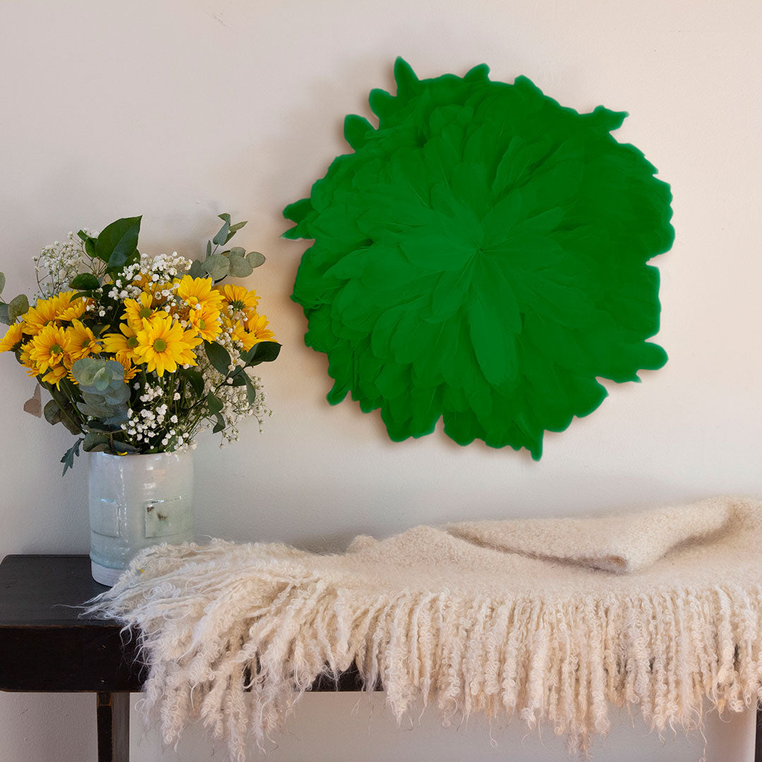 African JuJu Hats Feather Wall Art - Small - Kelly