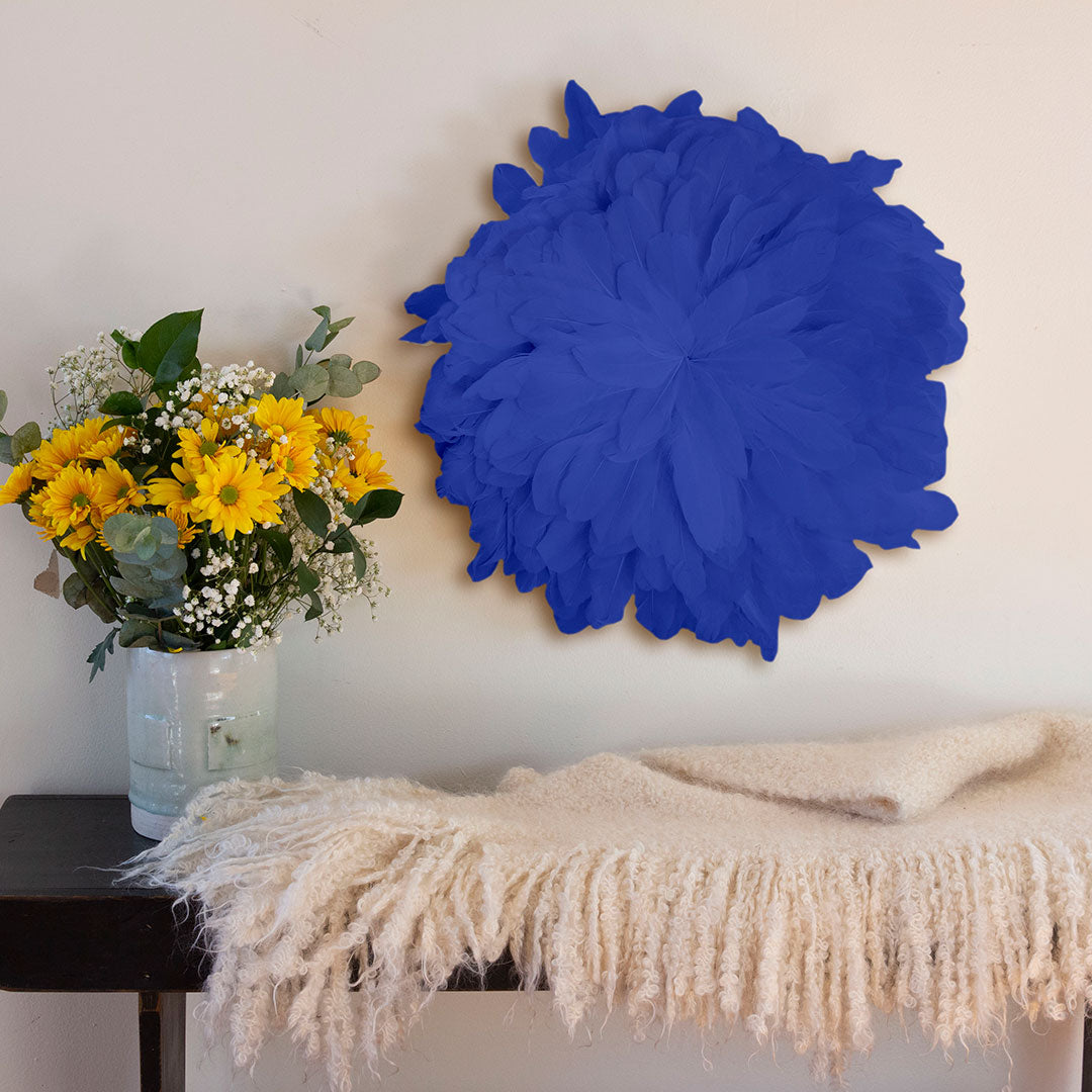 African JuJu Hats Feather Wall Art - Small - Navy