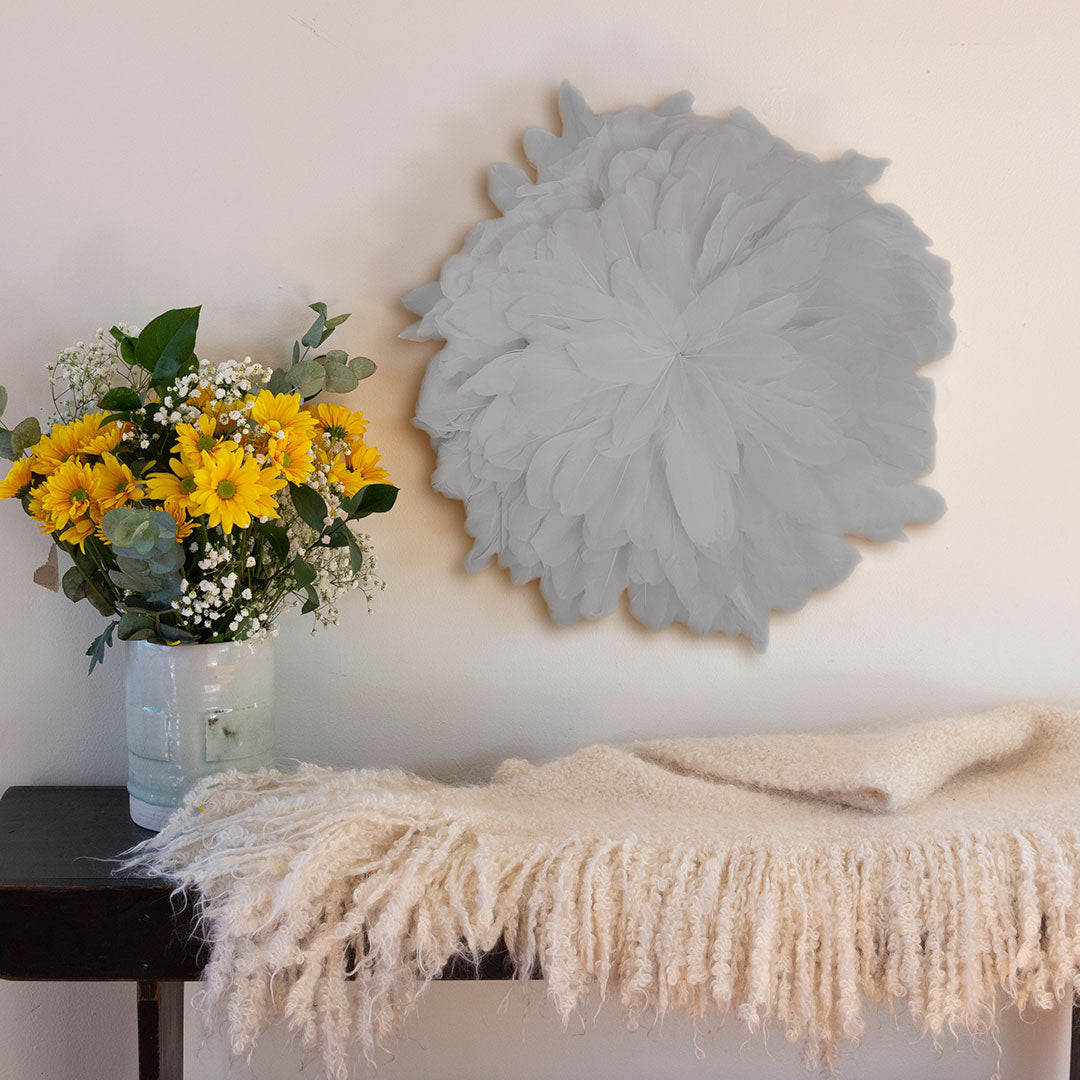 African JuJu Hats Feather Wall Art - Small - Silver