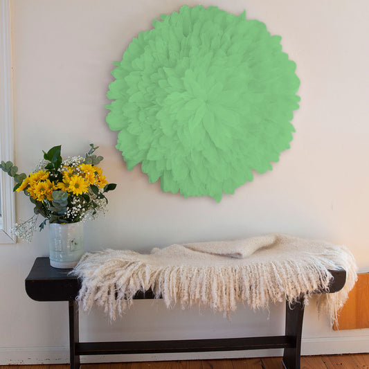 African JuJu Hat Feather Wall Art and Decor - Large - Apple