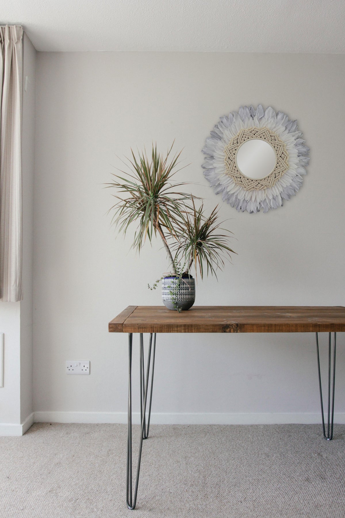 Wall Decor Mirror With Macrame