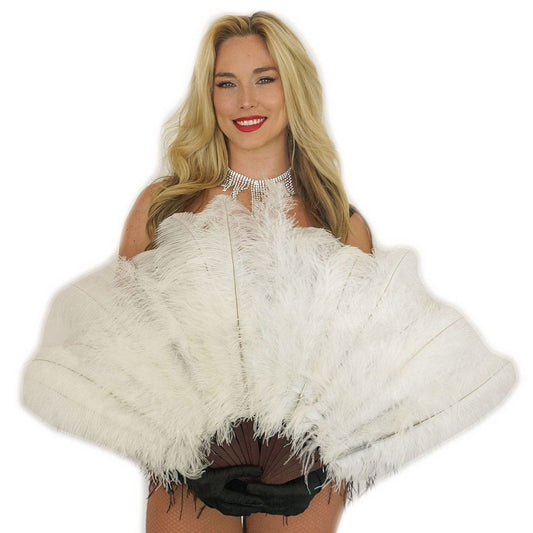 Ostrich Floss Feather Fan-White