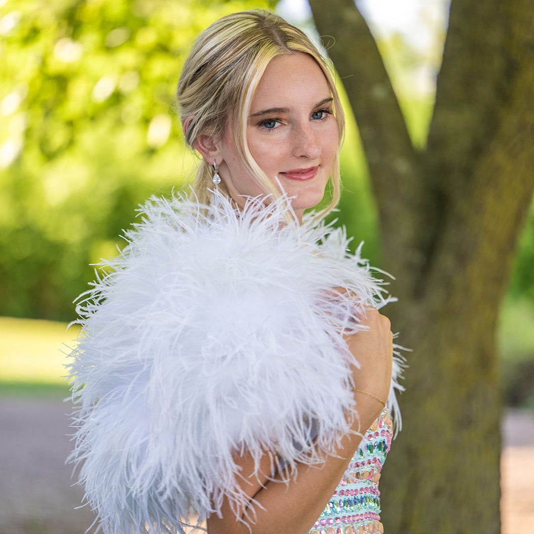 Small Ostrich Bolero - Feather Shoulder Wrap - White