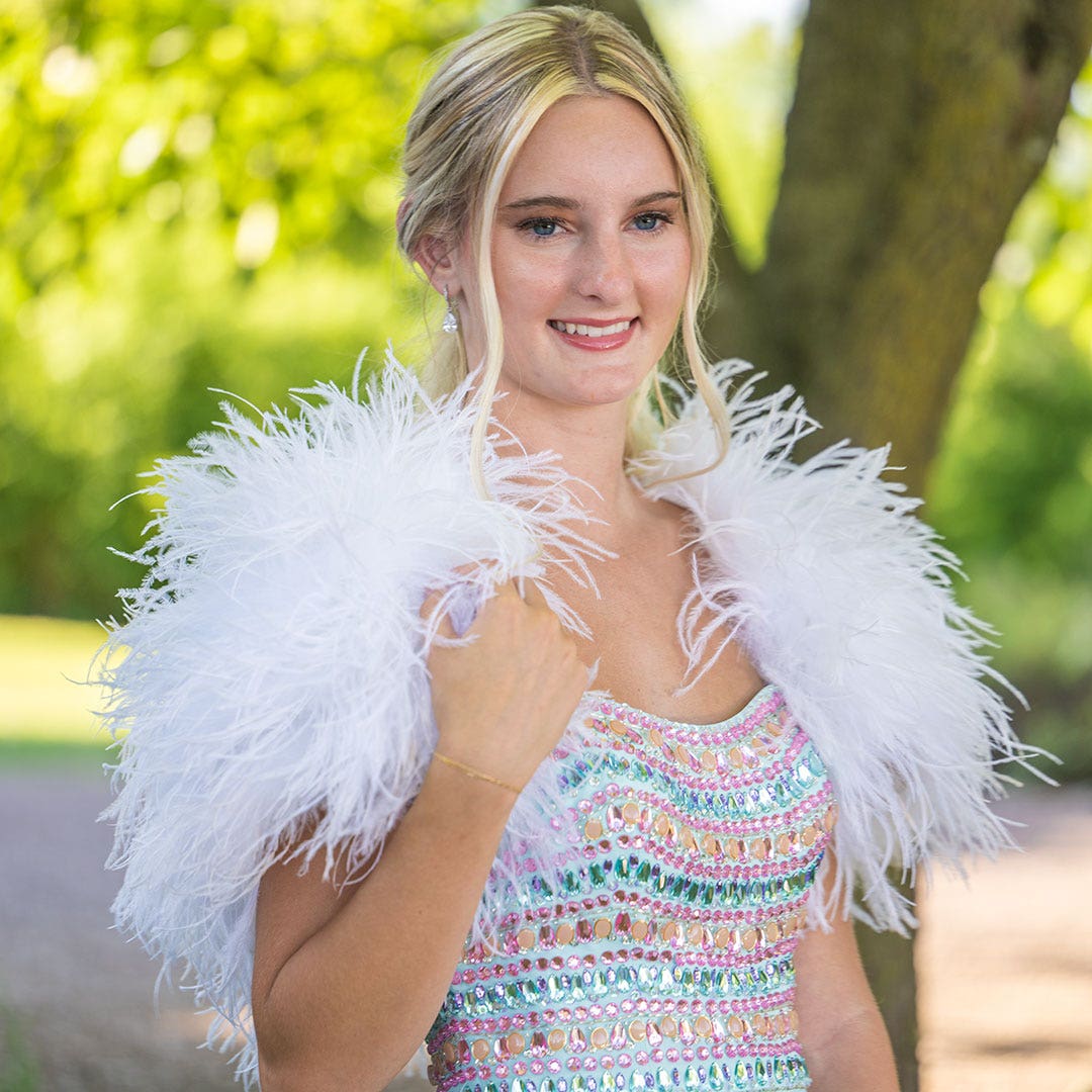 Small Ostrich Bolero - Feather Shoulder Wrap - White
