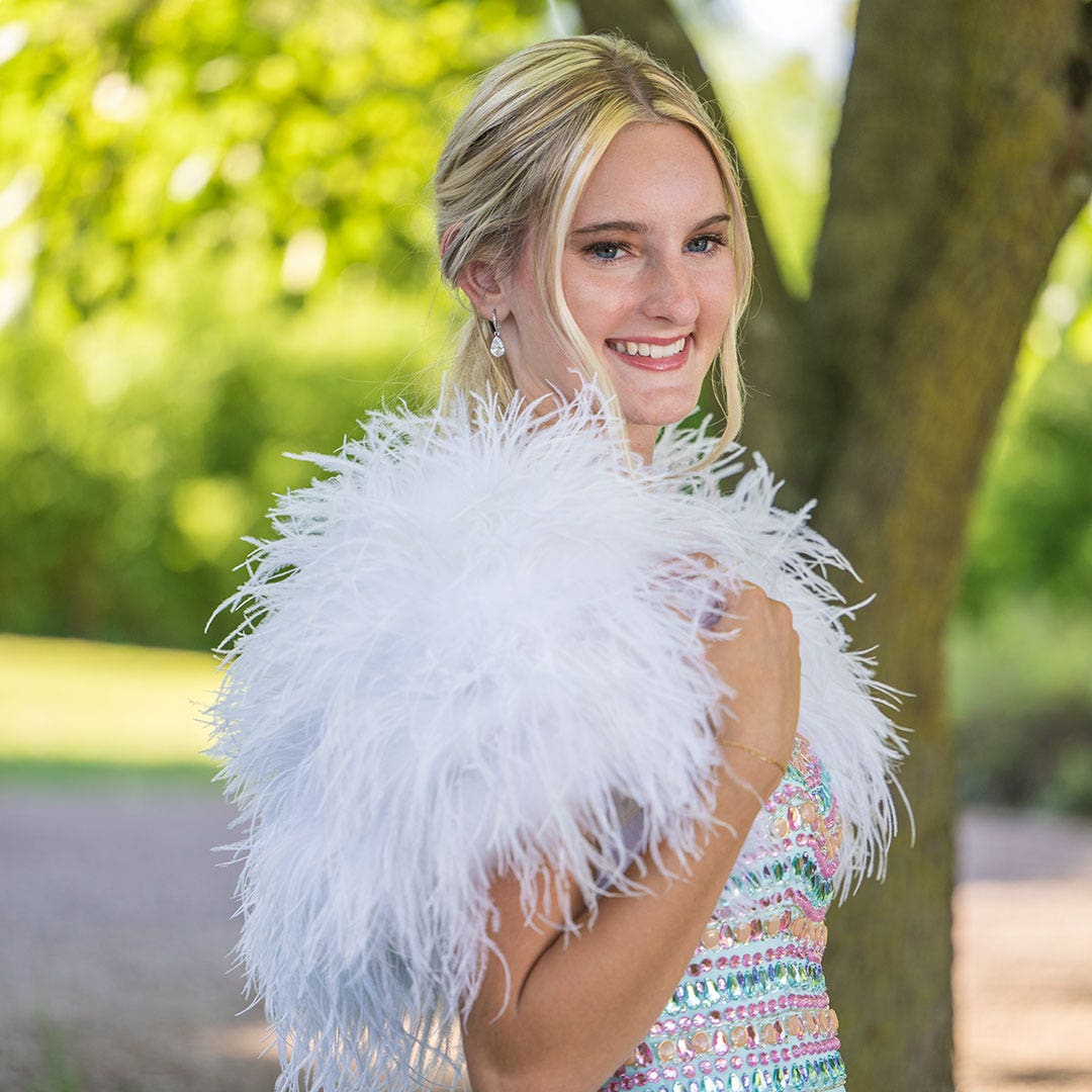 Small Ostrich Bolero - Feather Shoulder Wrap - White