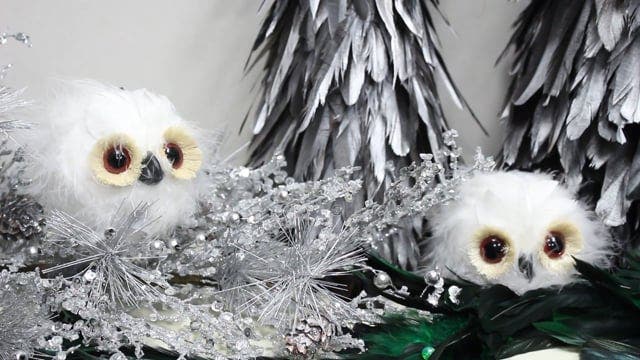 Feather Owl Ornament - White