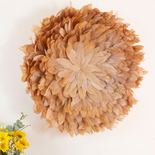 African JuJu Hat Feather Wall Art and Decor- Large - Seafoam
