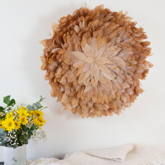 African JuJu Hat Feather Wall Art and Decor - Large - Sky